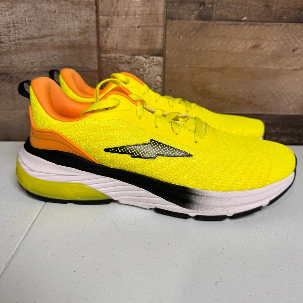 Avia Running Shoes Mens 9.5 Neon Yellow Orange Lightweight Mesh Sporty NEW